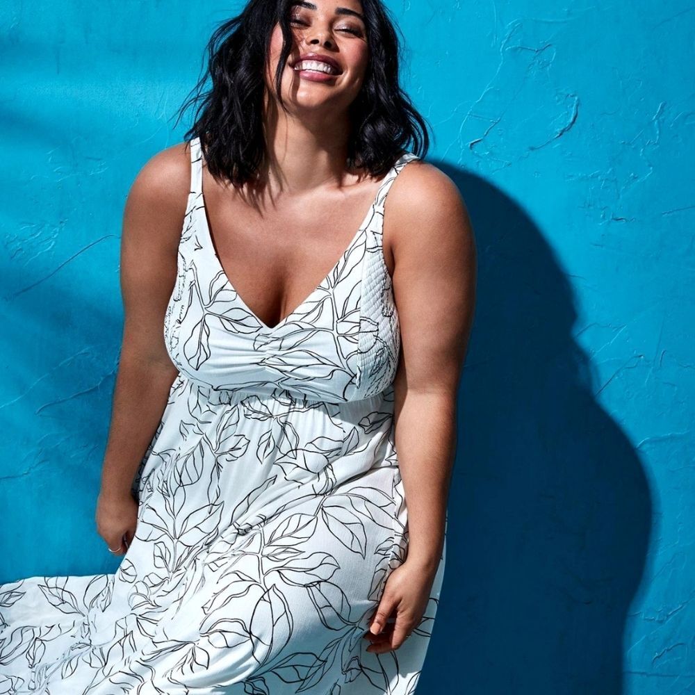Torrid White and Black Floral Dress